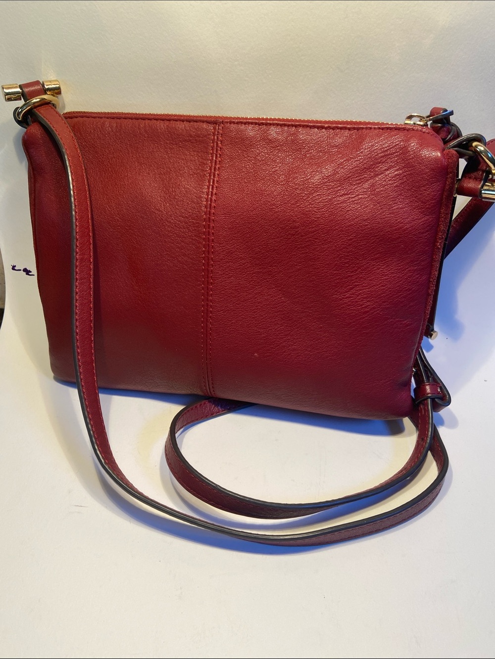 Vince Camuto Veda Cherry Red Leather/Suede Medium Shoulder Bag - Picture 2 of 6